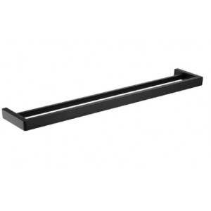 Cavallo Matte Black Square Double Towel Rail 800mm